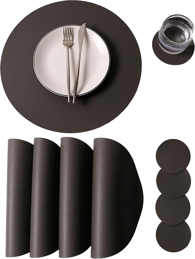 Wipeable Placemats and Coasters Leather Table Mats