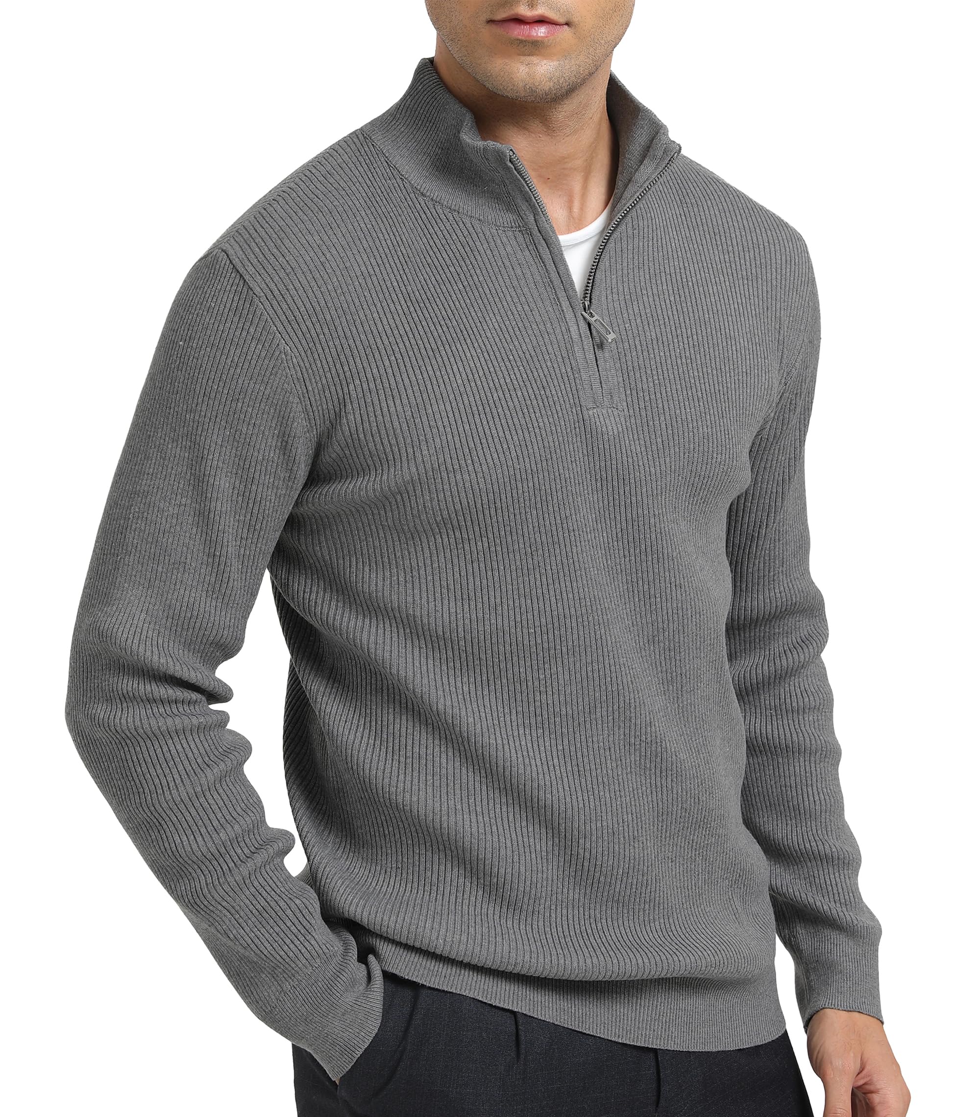 DAFENP Maglione Uomo Invernale Collo Alto con Zip Pullover Dolcevita Lavoro Caldo Lungo Sweater