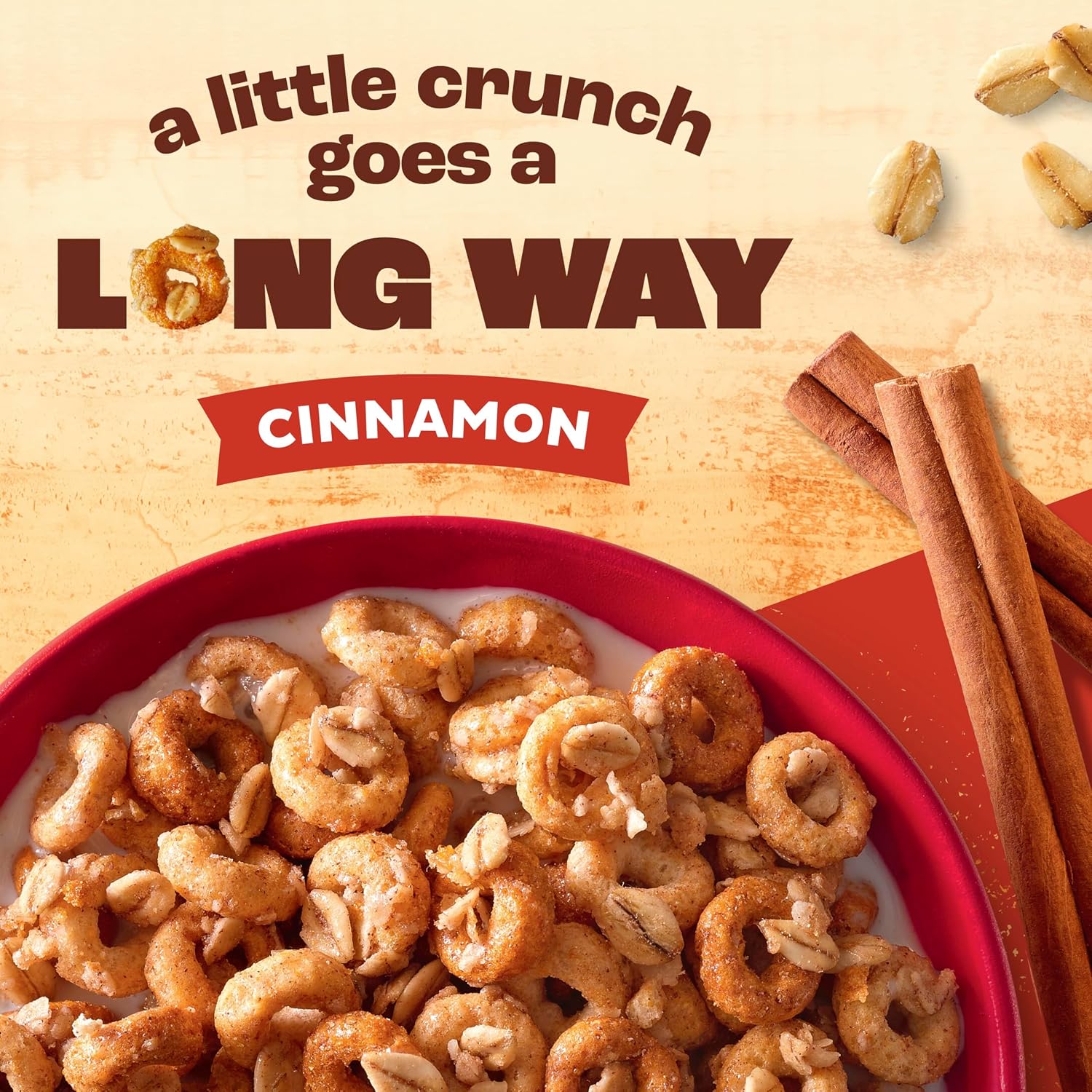 Cheerios Oat Crunch Cinnamon Oat Breakfast Cereal, Large Size, 18.2 oz (Pack of 4) image 3