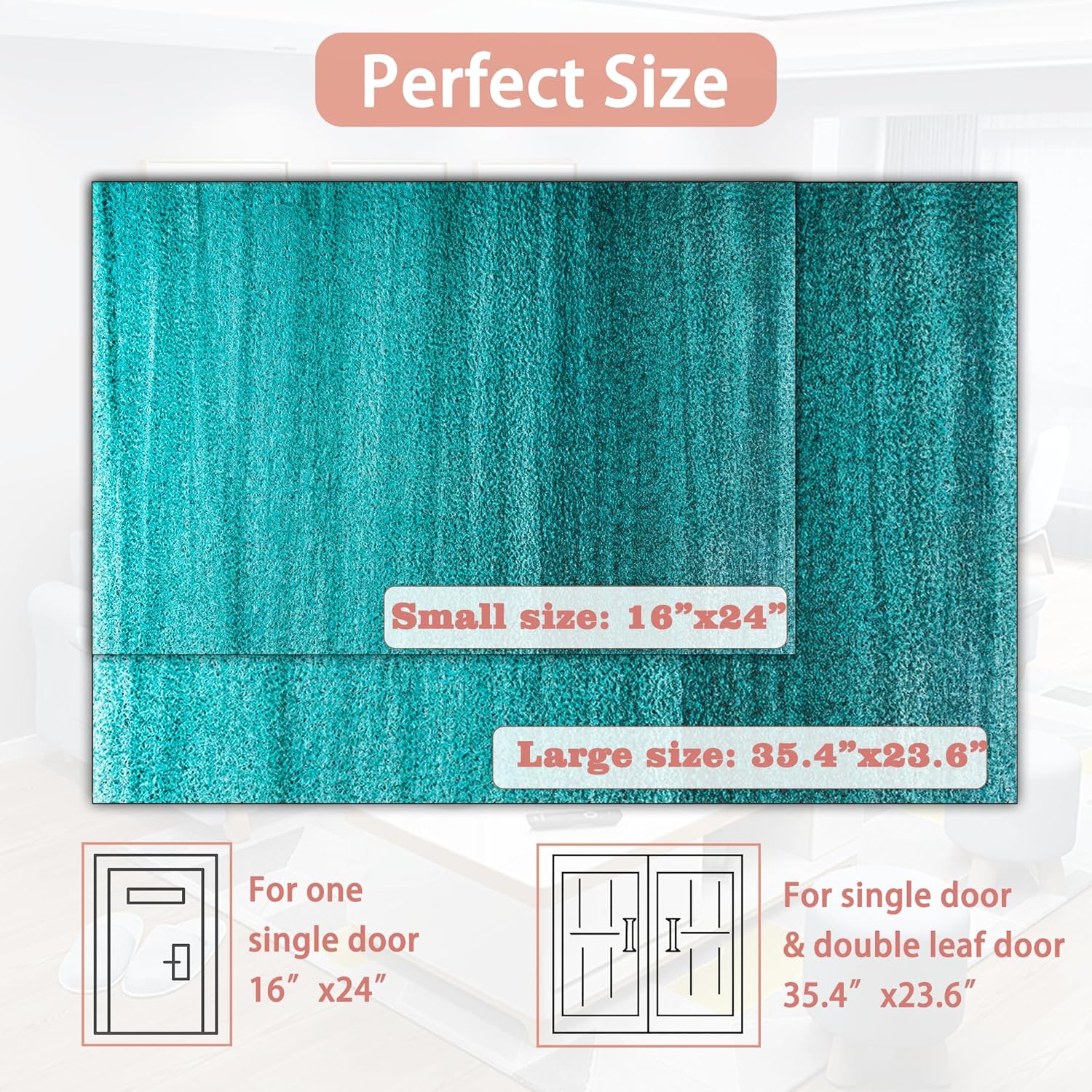 Darkyazi Colorful Door Mat 23.6" x 35.4" Waterproof and Stain-Resistant Front Door Mat, Low-Profile Floor Mats, PVC Non-Slip Doormat for Outdoor/Indoor Entrance/Kitchen(Blue)