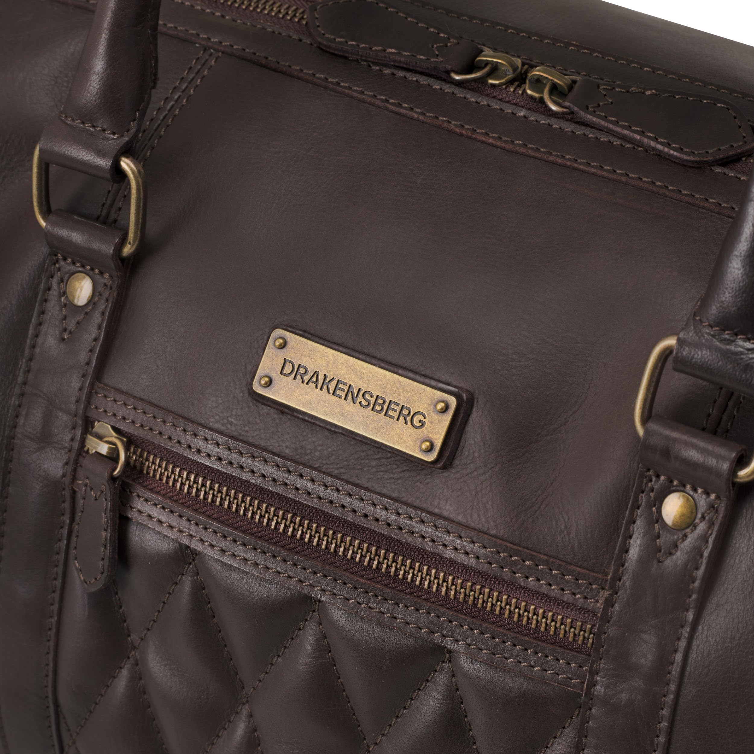 DRAKENSBERG Leder Weekender 'Mitch' 46cm Reisetasche Handgepäck 25L Kaffee-Braun