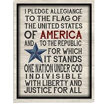 Pledge Allegiance to the Flag Patriotic Wall Art Print, 11x14