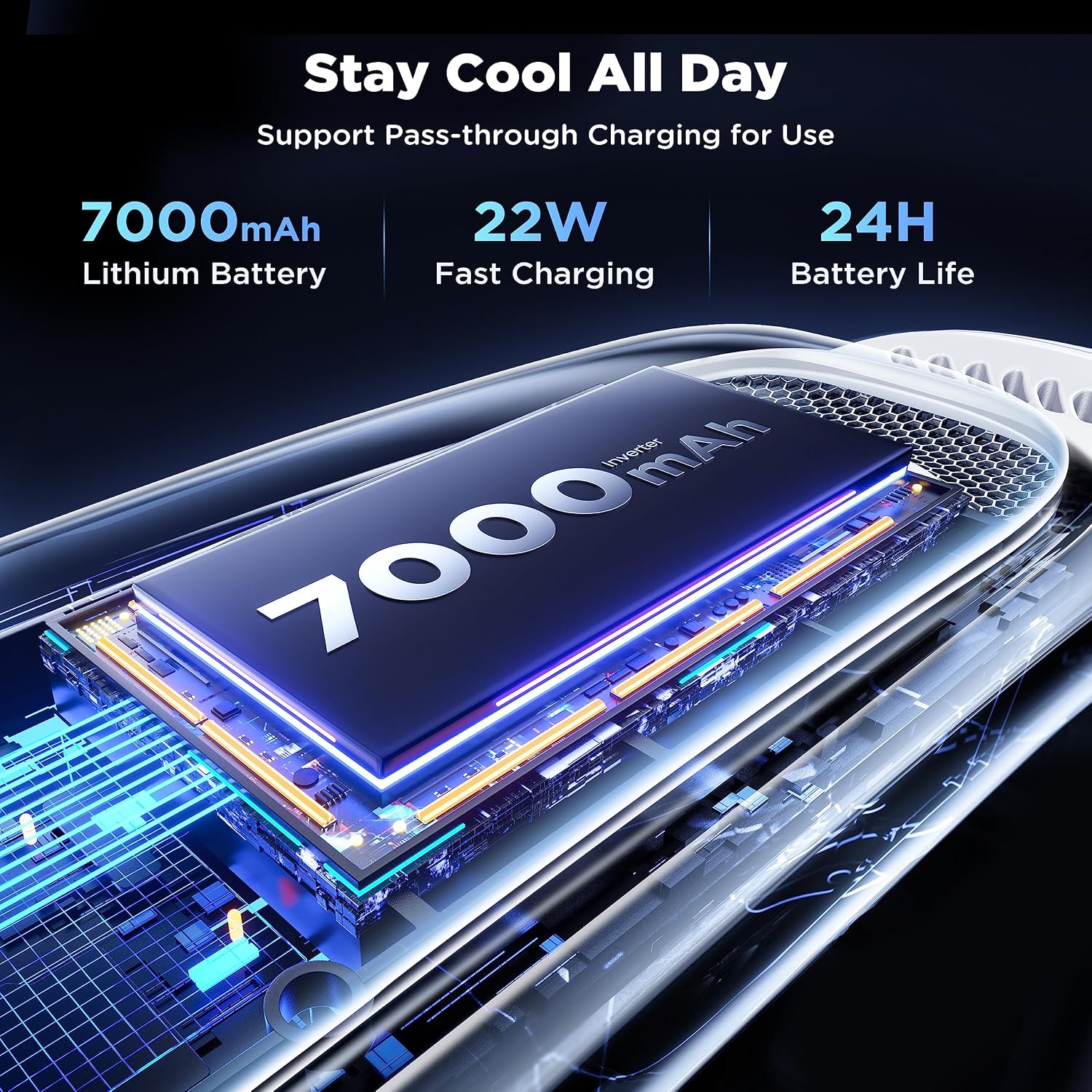 RANVOO [No.1 Cooling A/C AICE 3 AI Neck Air Conditioner [Full-body Cooling/Heating] for All Seasons [Health Monitor] 24H 7000mAh Personal Neck Fan Cooler Heater Rechargeable Wearable Music Call Gift