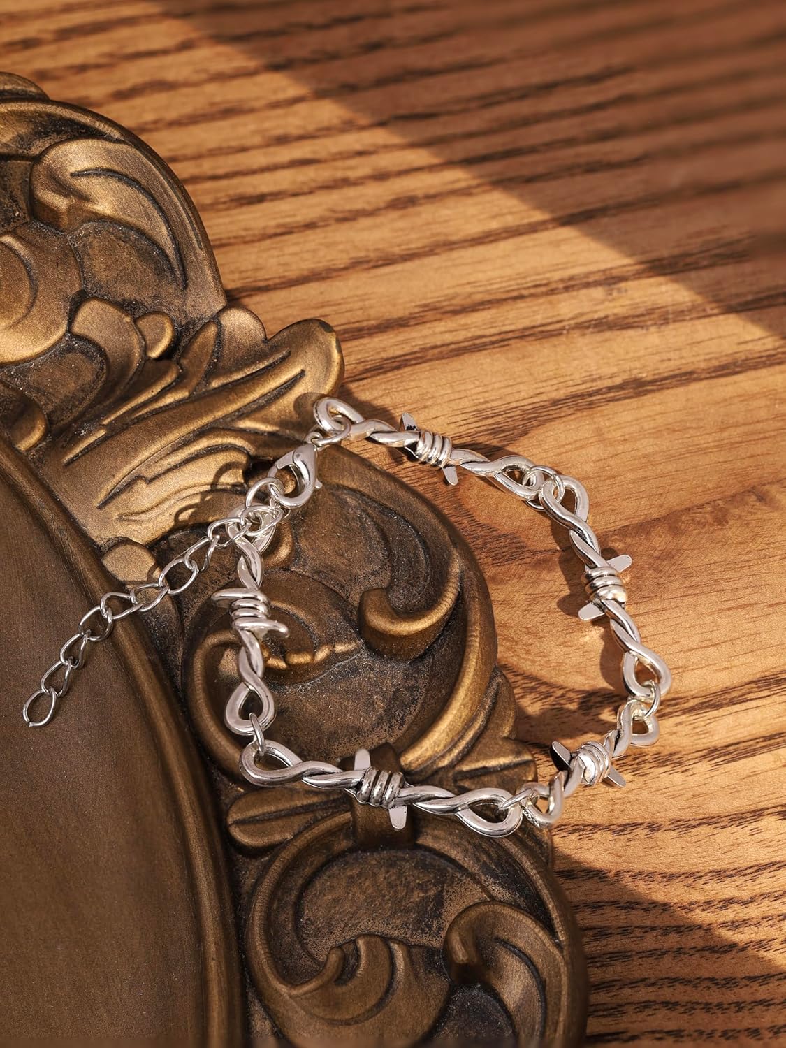 HAQUIL Gothic Punk Gothic Punk Barbed Wire Thorns Chain Bracelet, Hip Hop Rock Cool Adjustable Bangle Jewelry for Women Men - Image 3