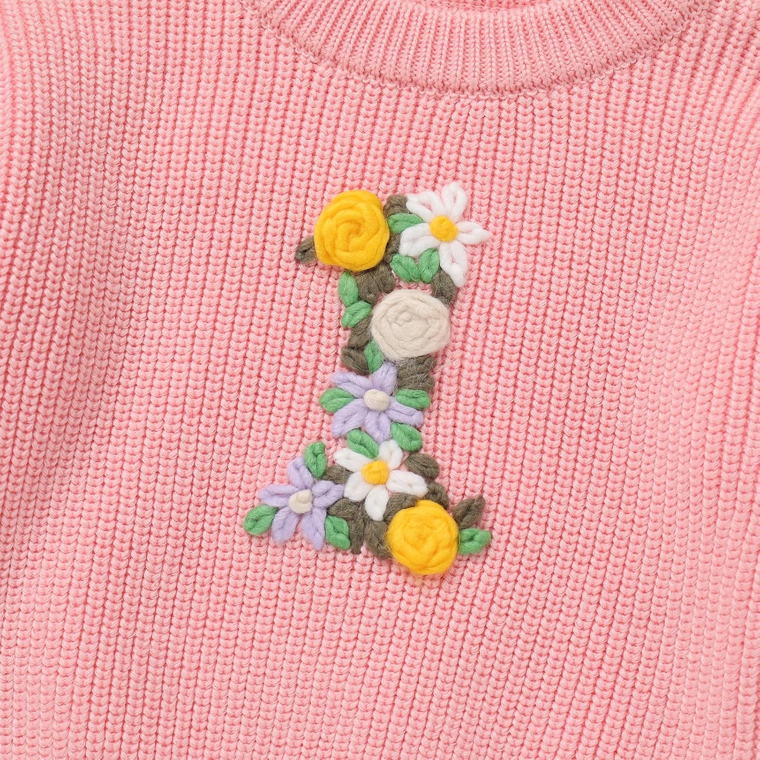 IDOPIP Toddler Baby Girls First Birthday Outfit Boho Embroidery One Sweater Top Knit Pullover Sweatshirt Fall Winter Clothes