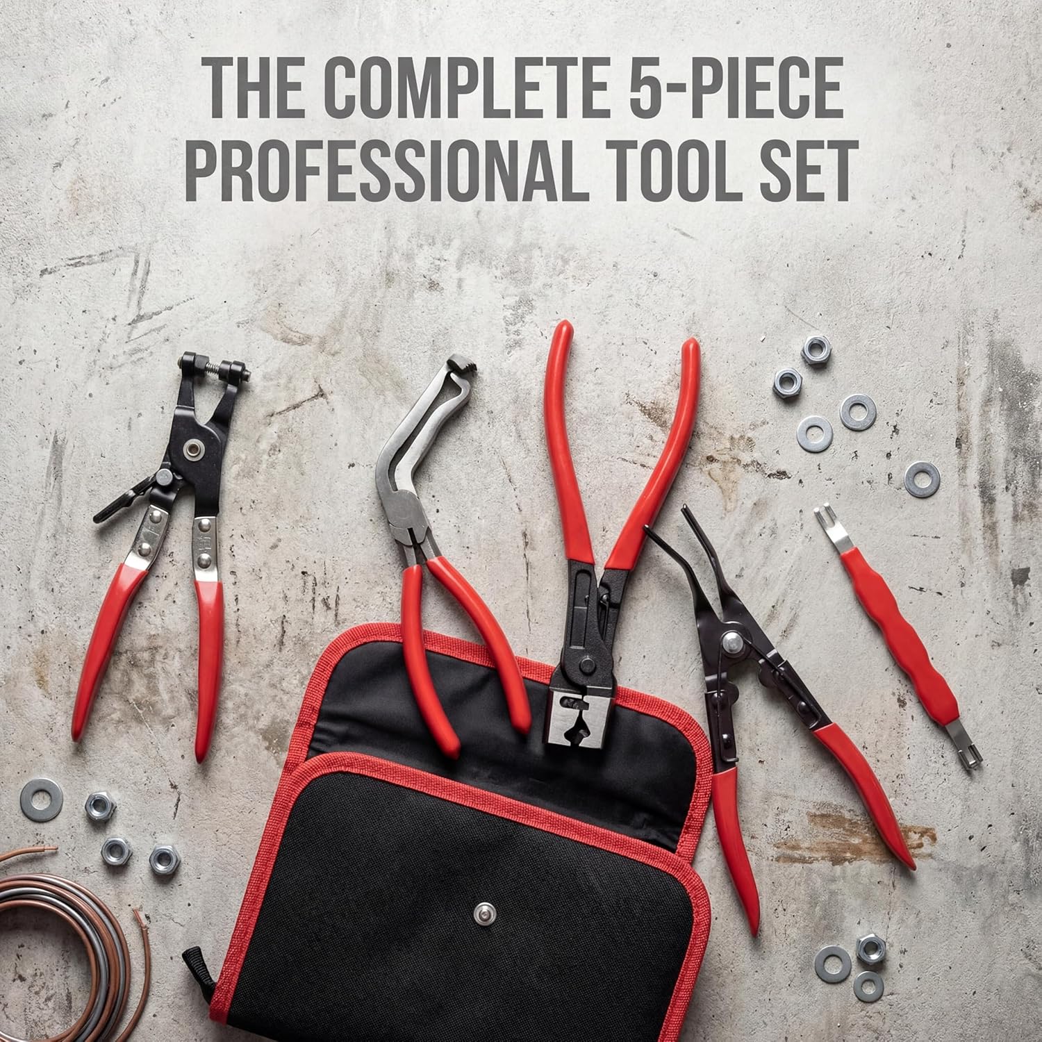 5 Set Automotive Electrical Disconnect Pliers Kit with Connector Removal Tool, Hose Removal Pliers & Automotive Clip Removal Tool for Auto Repair, Mechanic Tools for Cars, Trucks, SUVs