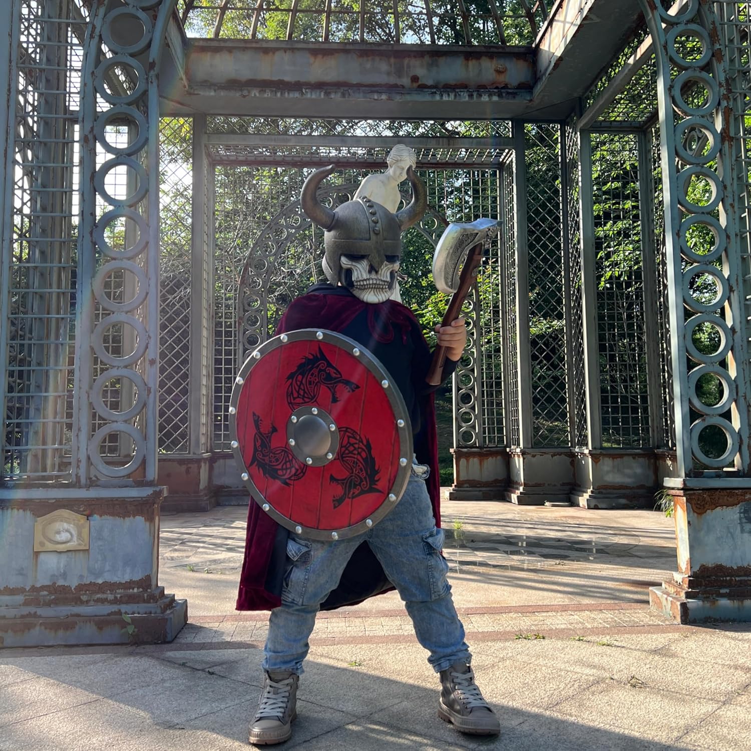 LOOYAR PU Foam Wolf Totem Viking Shield Axe Toy Props for Berserker Warrior Knight Costume Battle Play Halloween Cosplay LARP (Axe S) - Image 6