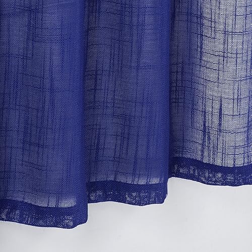 Miniatura 7 de Diamond Home Linens Juego de 2 niveles de cortina de cocina y café con aspecto de lino, 24 pulgadas de largo, color blanco.