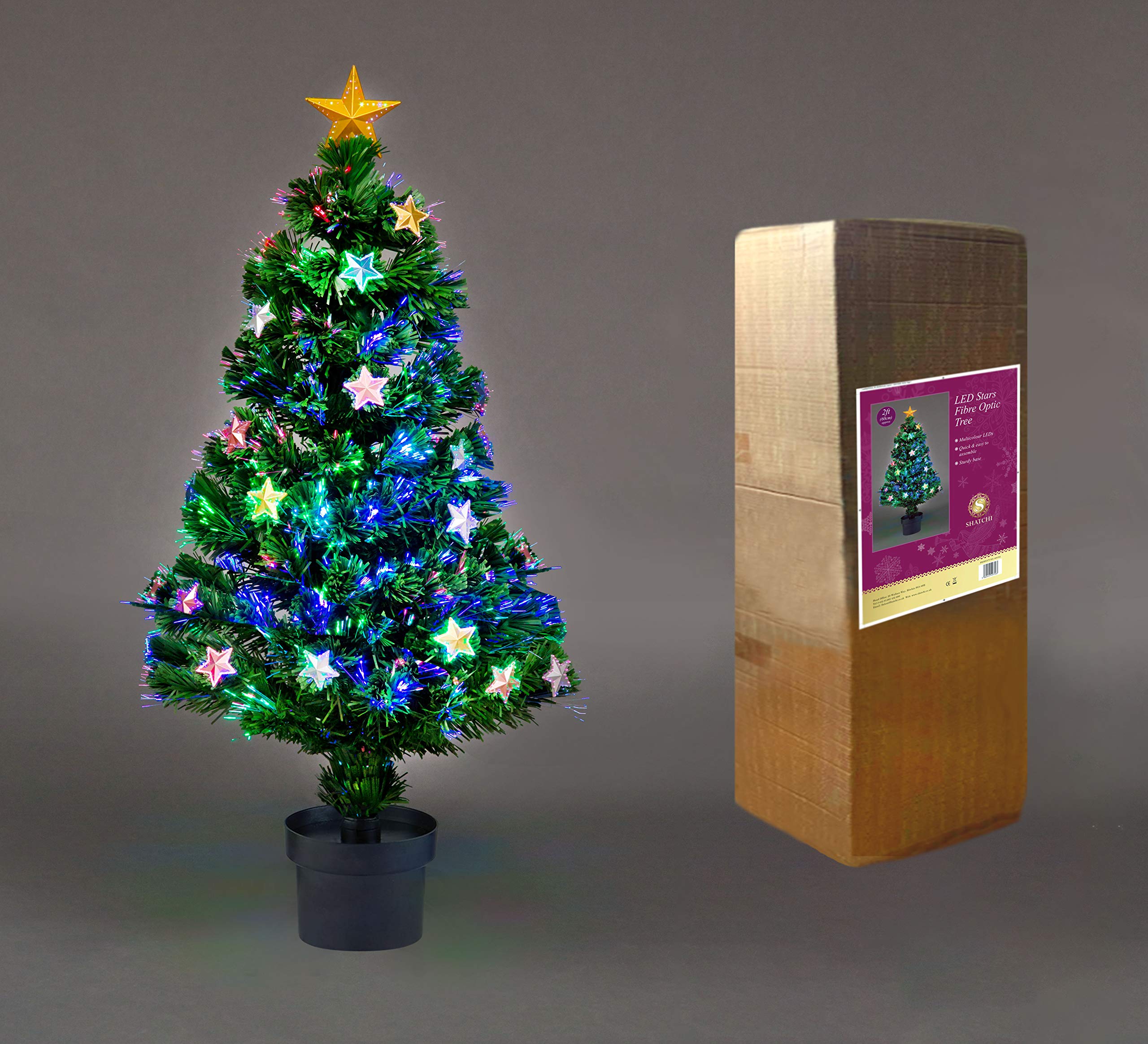 Shatchi - Pre-Lit Fibre Optic Christmas Tree - 2ft