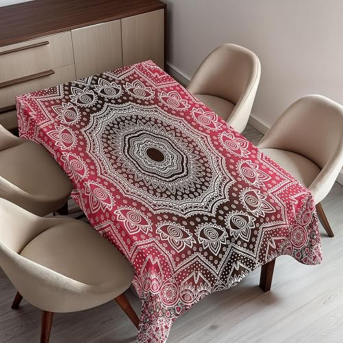 Miniatura 10 de Ambesonne Mantel abstracto, patrón retro de círculos interiores con cuadrados estilo mosaico, estampado antiguo de moda, mantel rectangular para