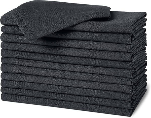 Amazon Basics Serviettes en Tissu 43 cm Noires