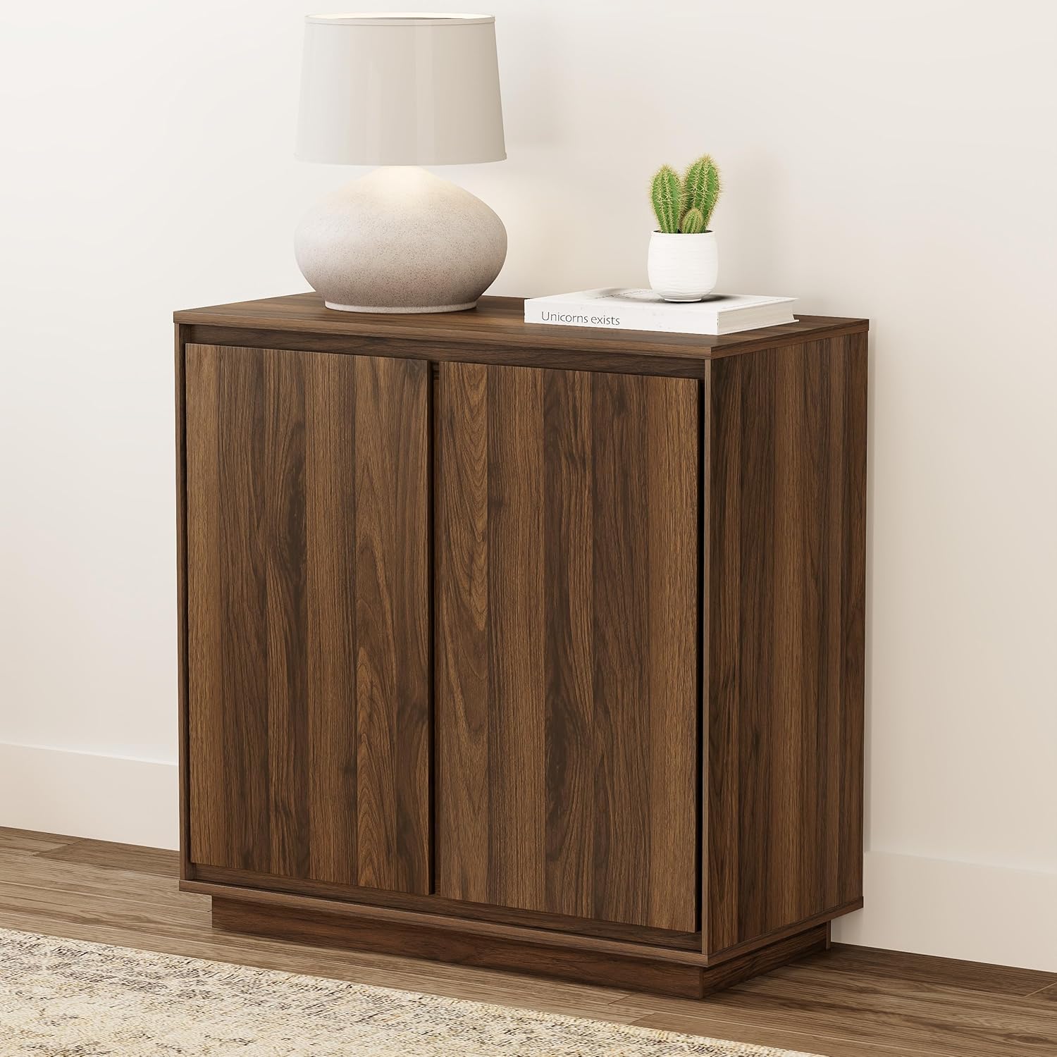 Buffet Storage Cabinet, Sideboard Accent Cabinet with Adjustable Shelves and Handless Design, Modern Credenza, Console Table for Living Room, Brown