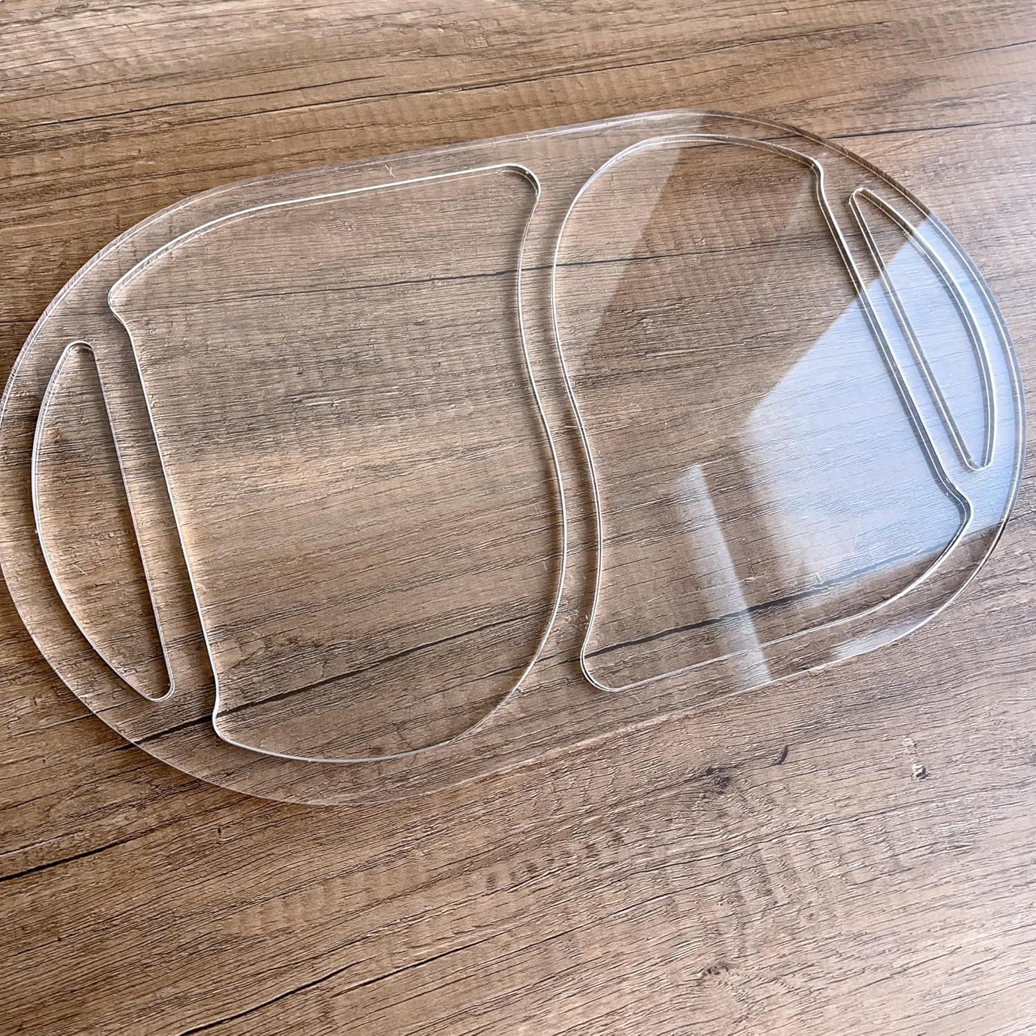Oval 2 Section Valet Tray Router Template, Clear Acrylic Router Jig, Woodworking Template, Craft Template