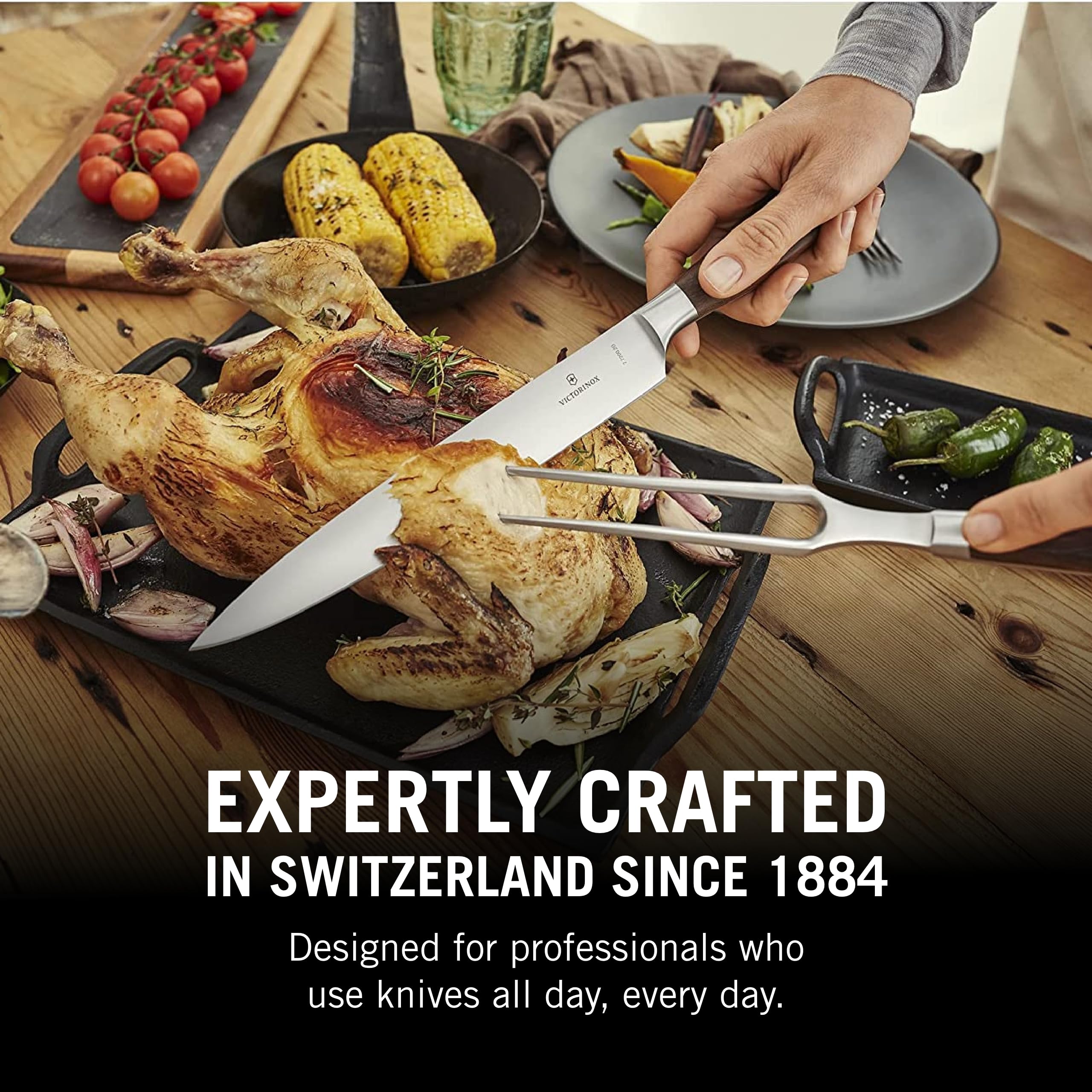 Victorinox Grand Maitre 8" Forged Carving Knife, Straight Edge Blade, Black — Amazon image 7
