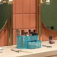 Vista 7 de Organizador para escritorio EasyPAG, malla metálica, 9 compartimentos, gavetas para escritorios con bandeja, Azul