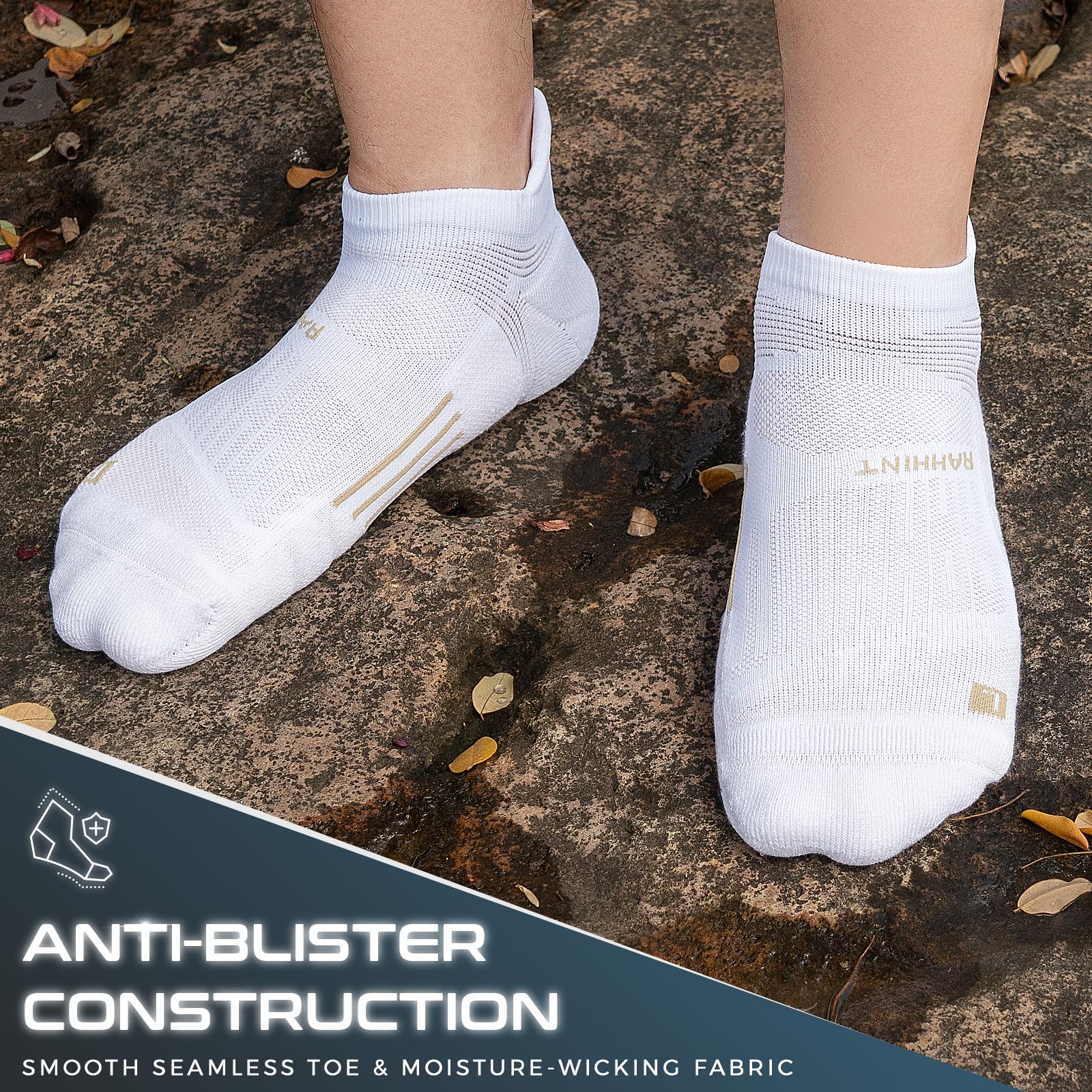 Rahhint Coolmax Compressione 3 Paia Corti Calze Running per Uomo e Donna, Anti-Vesciche, Calze Sportivi Uomo Donna, rinforzati tallone e punta, Umidità e Traspirazione