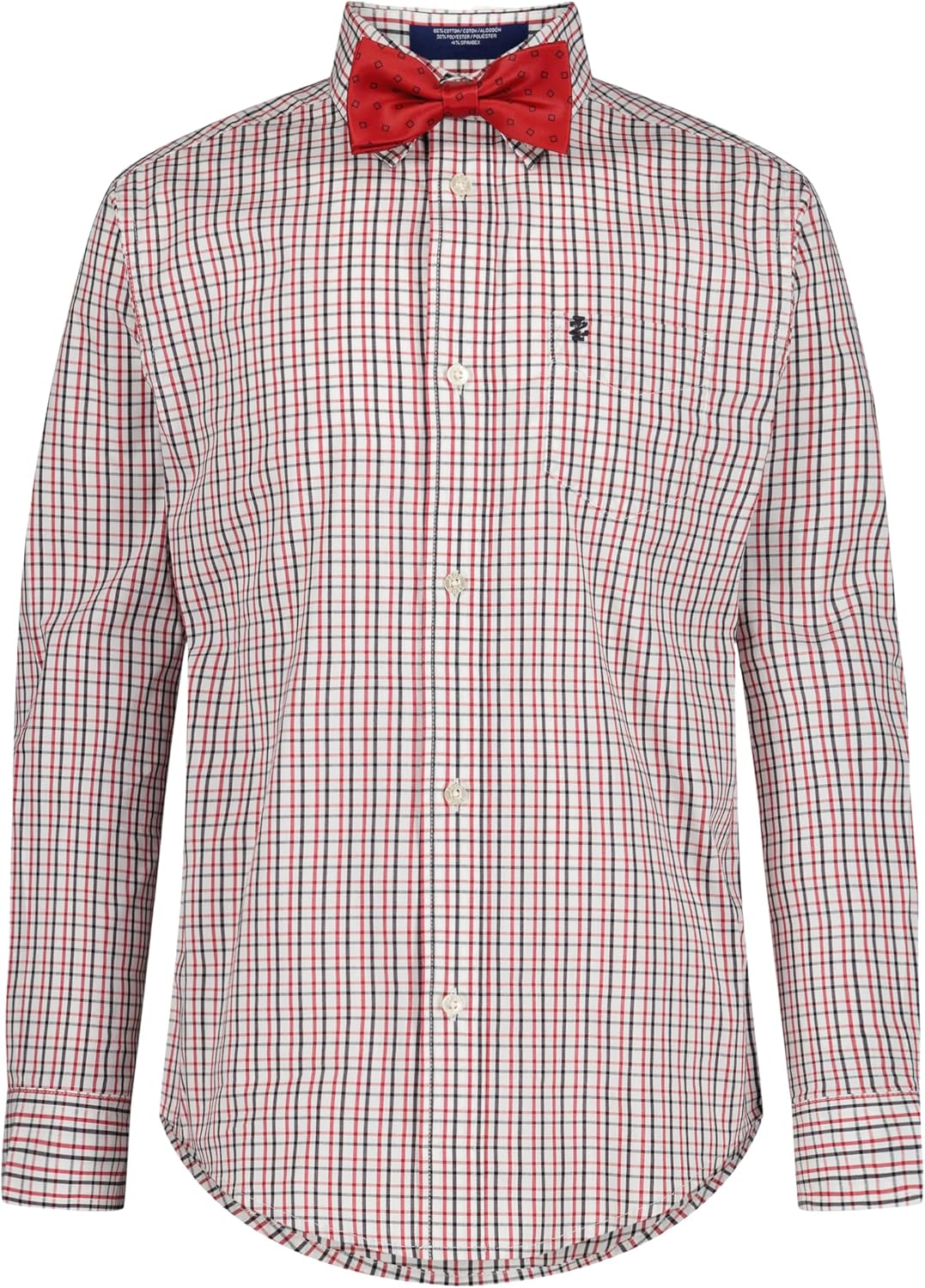 Izod Boys' Long Sleeve Button-Down Collared Dress Shirt with Bow Tie and Chest Pocket