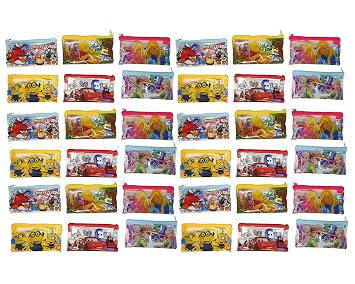 ShubhKraft Return Gift Item in Bulk for Kids Birthday Party | Stationery Pouch with Pencil Sharpner Eraser & Scale (Pack of 36, Multicolor)