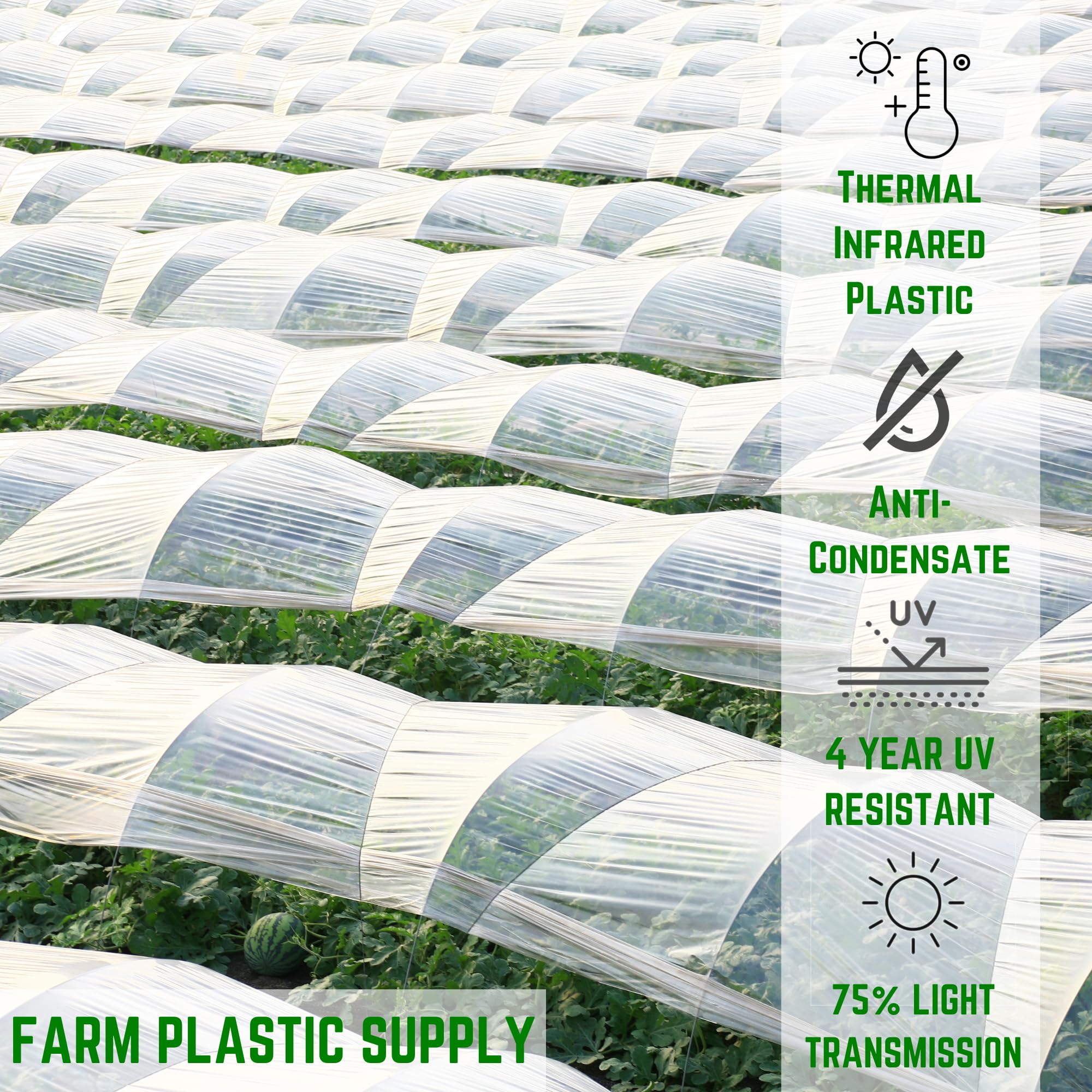 Farm Plastic Supply - Clear Coolmax Greenhouse Plastic Sheeting - 6 Mil - 4 Year UV Resistant Infrared Anti-Condensate Green House Covering Thermal Greenhouse Plastic 6 mil (40' x 90')
