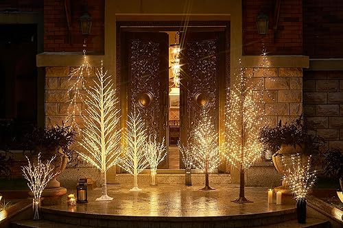 Miniatura 2 de LITBLOOM Árbol alpino iluminado de 6 pies, 810 luces LED, árbol de ramita blanca con luces enchufable para interiores y exteriores, hogar, Acción de