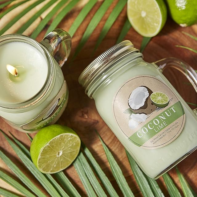 Our Own Candle Company Scented Candle, Coconut Lime, Soy Blend Wax, Large Jar, 100 Hour Burn Time