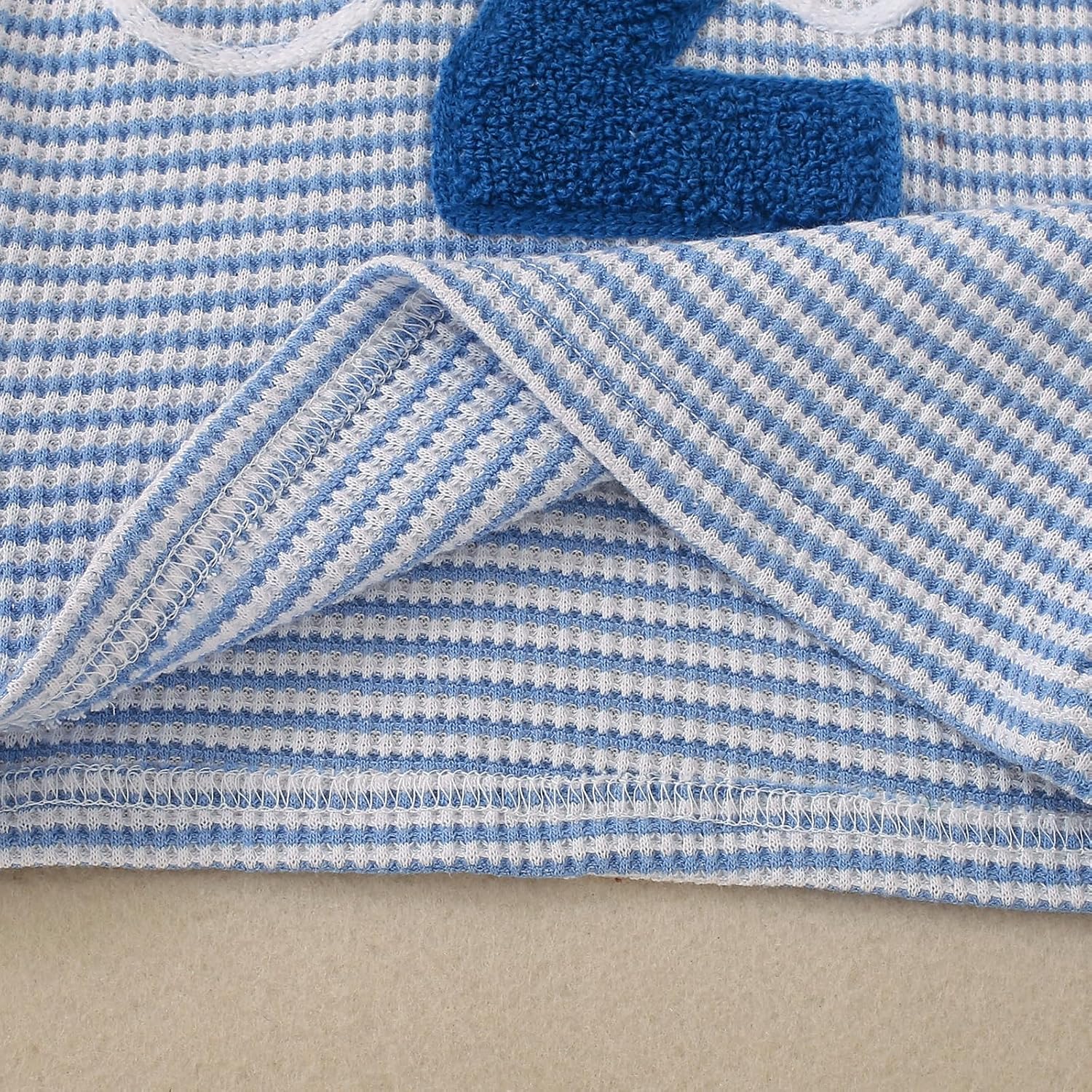 Toddler Baby Boy Birthday Outfit One/Two Letter Embroidery Waffle T-shirt Top Jogger Shorts Summer Birthday Clothes