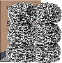 Vove Stainless Steel Scouring Pads, 6-Pack Heavy-Duty Metal Scrubbers for Cast Iron, Pots, Pans, Griddles, Grills, Stovetops, Sinks, Tough Grime Removers, FSC-Certified Packaging