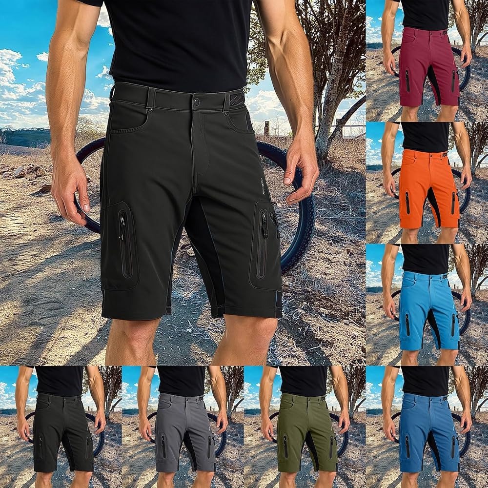 RUMAOZIA MTB Shorts Herren Kurz Wanderhose Fahrradhose Mountainbike Hose Herren Schnelltrocknende Baggy Bike Shorts Atmungsaktiv Radhose Cargo Bermuda Wanderhose Sport Chino Trekking Outdoor Hose Fashion