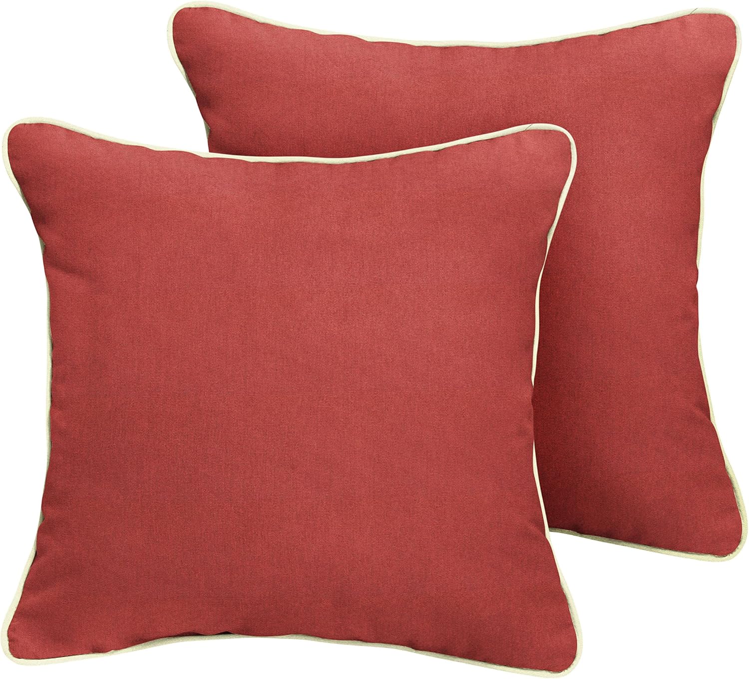 Mozaic Company Sunbrella Indoor/ Outdoor Corded Pillows, Canvas Henna and Canvas Natural, Set of 2