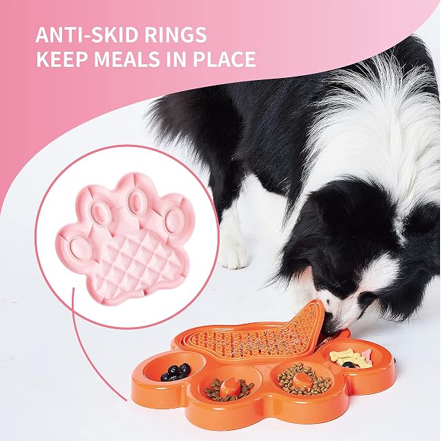 Foto 3 de 6 de PetDreamHouse Paw - Cuenco de alimentación Lenta 2 en 1 para Perros y tapetes extraíbles para lamer Perros…