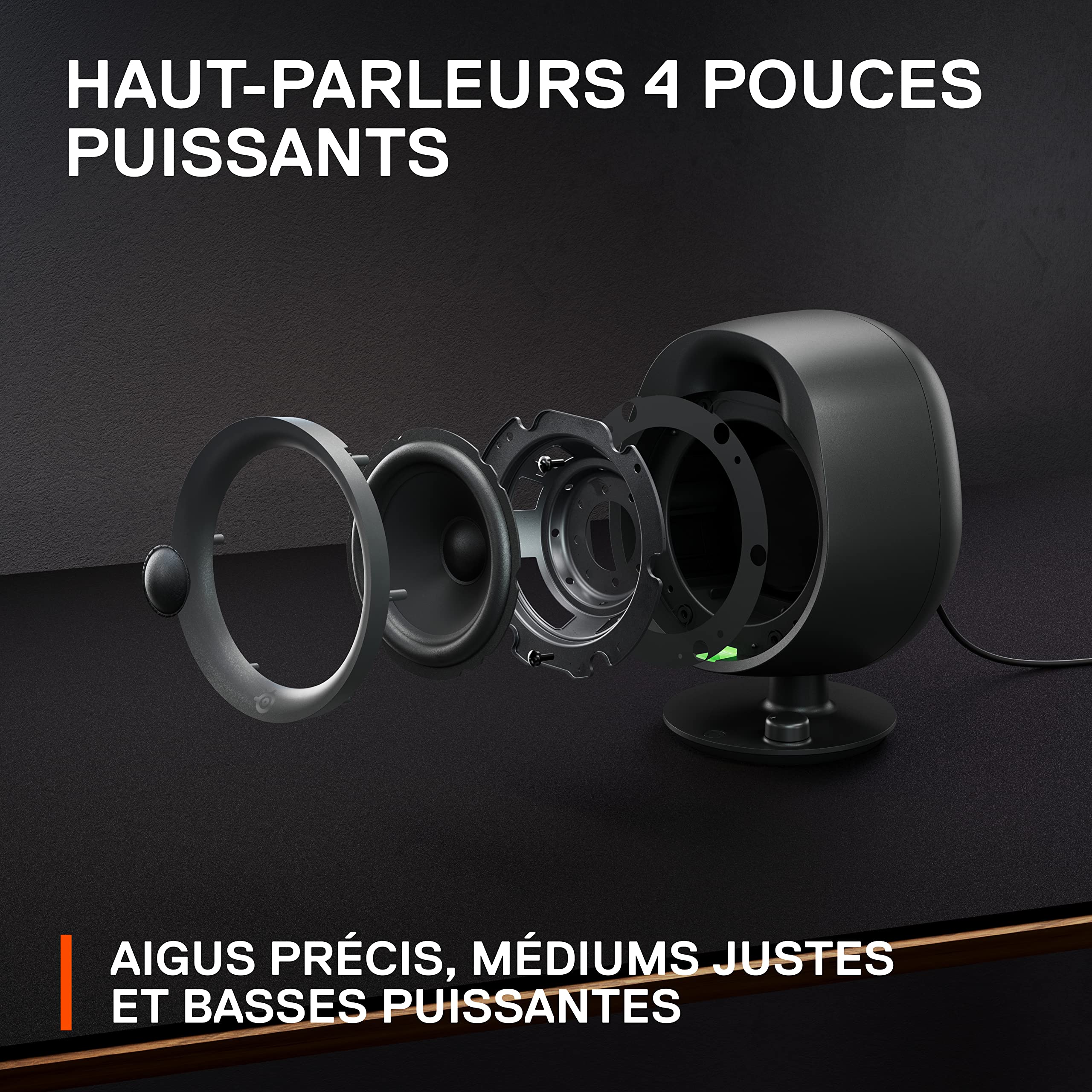 SteelSeries Arena 3 - Enceintes gaming 2.0 à gamme complète - Audio immersif - Commandes sur le haut-parleur - Haut-parleurs 4 pouces - Câblé et Bluetooth - Aux 3,5 mm - PC, Mac, Mobile