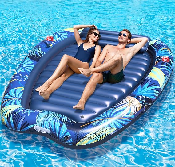Sinbyuer Portable Mini Air Pump for Inflatables, 2 Person Inflatable Tanning Pool Lounger Float