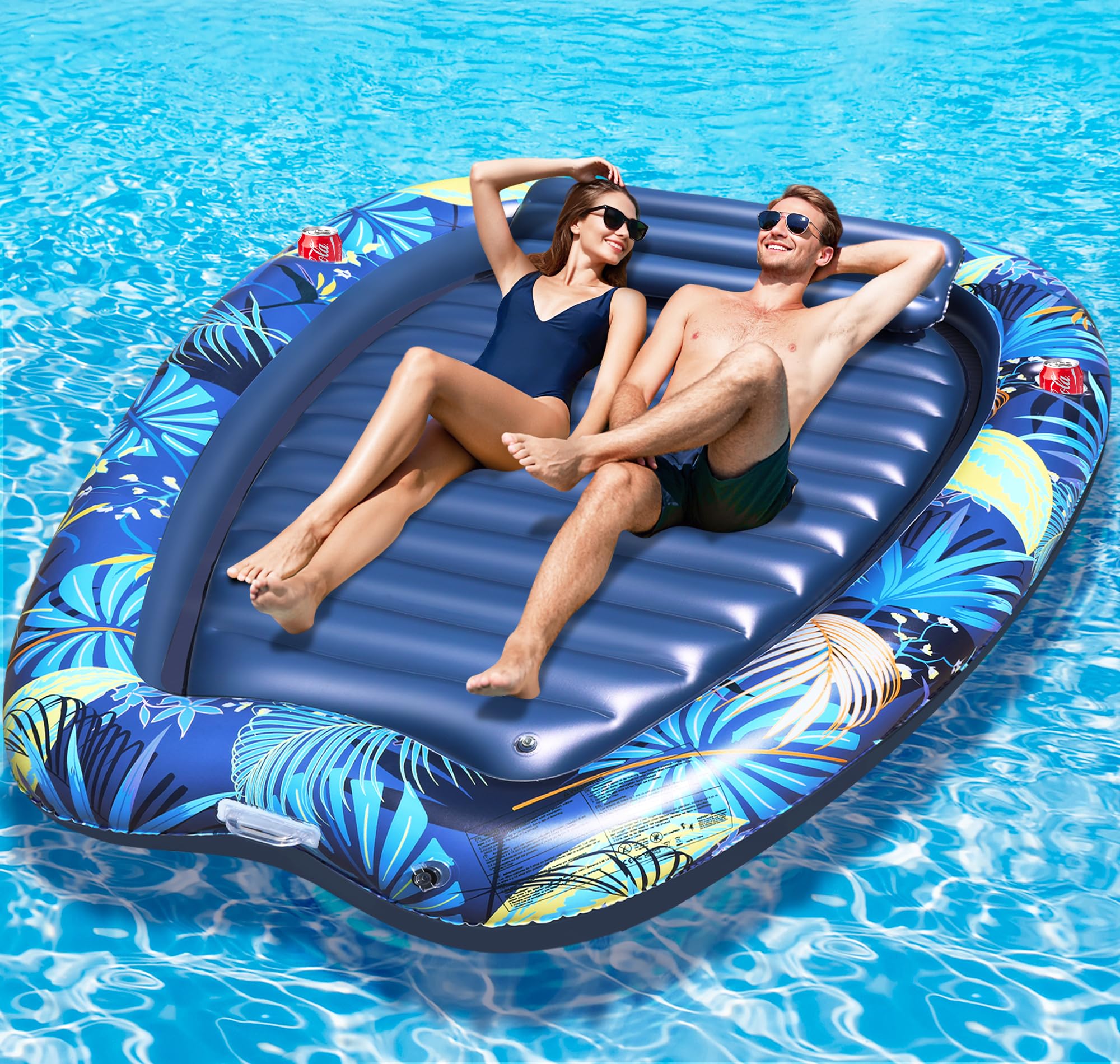 Sinbyuer 2 Person Thickened Inflatable Tanning Pool Lounger Float