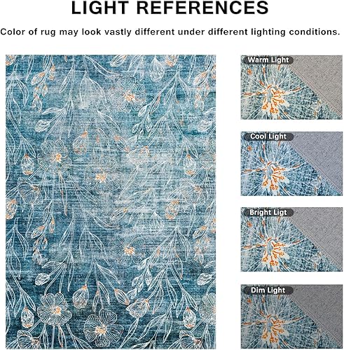 Miniatura 8 de Fashriend Meiko - Alfombra de pasillo de 2 pies 6 x 9 pies, lavable a máquina, delgada y antideslizante, alfombra tribal con pelo bajo, alfombra