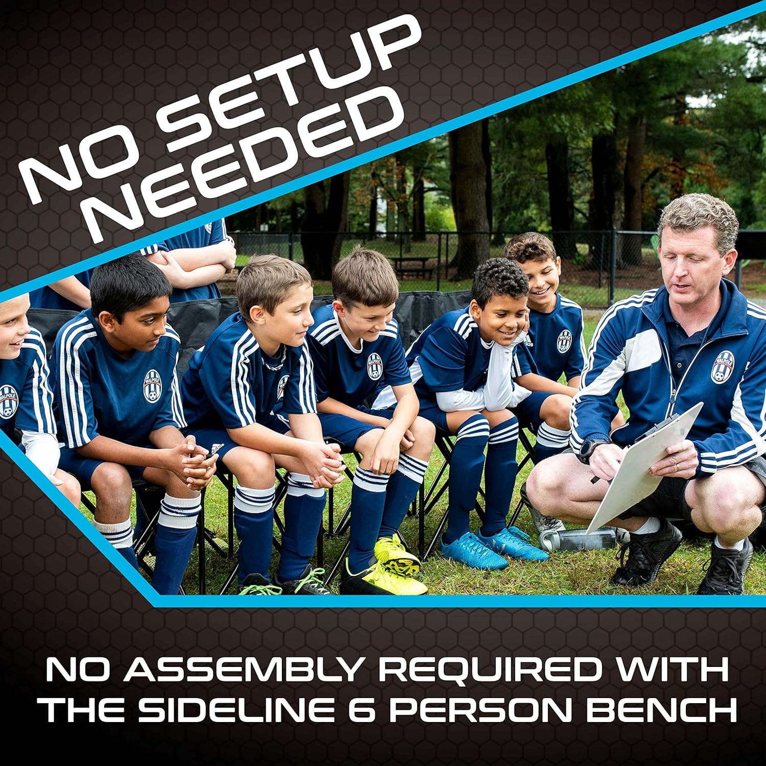 Franklin Sports Sideline Team Bench - Collapsible Sports Bench - Easy Assembly - Pop Up Black, 6 Person