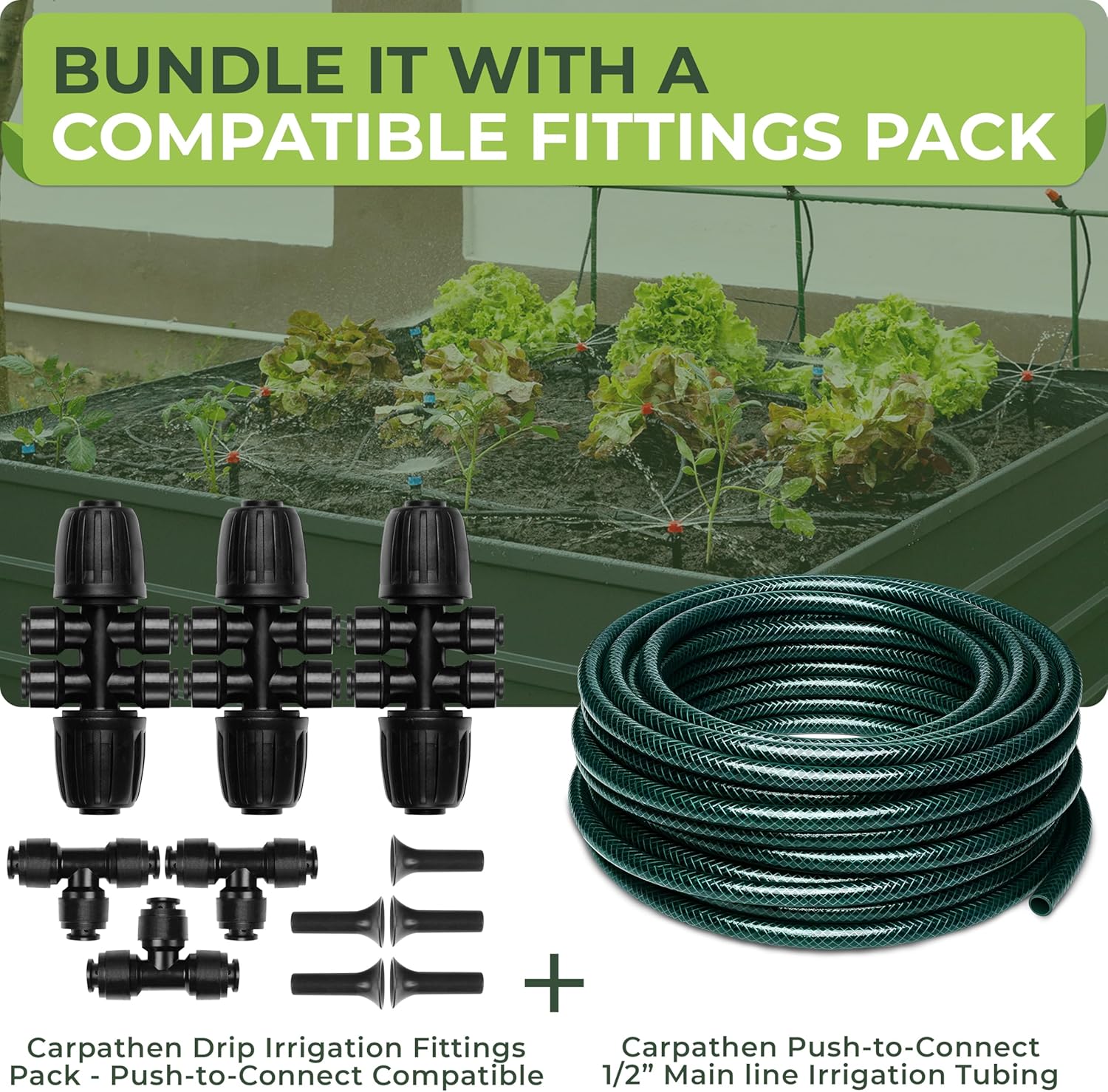 Carpathen 50 FT 1/2 Irrigation Tubing Mainline - Drip Irrigation Tubing Perfect for Push-To-Connect Garden Irrigation System, or as Blank Distribution Hose for Any Gardening Project