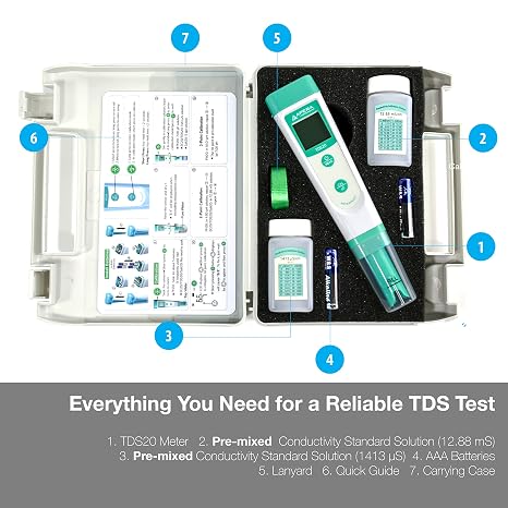 Apera Instruments AI213 Value Series TDS20 Waterproof TDS Pocket Tester kit, Accuracy: 1% F.S, 2-Point Auto. Calibration