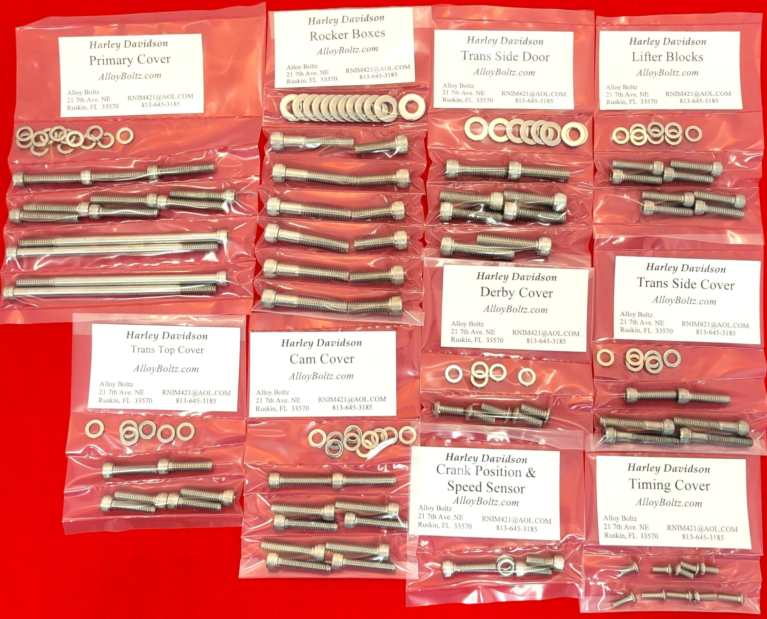 2007-2016 Harley Touring Ultra Electra Glide Road Glide Road King Street Glide Polished Stainless Steel Engine Transmission Allen Bolt KIT Set