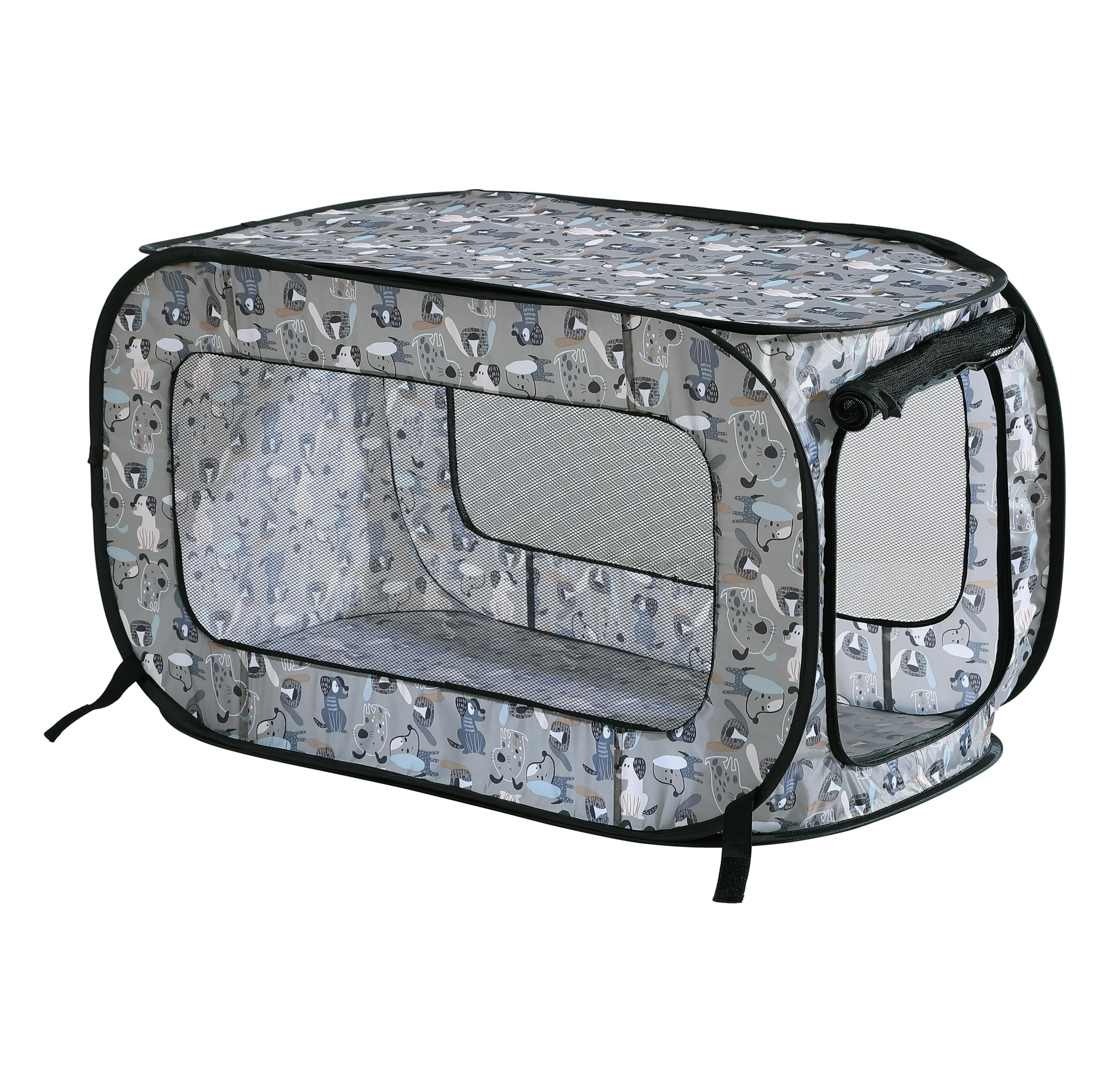 Beatrice Home Fashions Portable, Collapsible, Pop Up Travel Pet, Cat and Dog Kennel, 40" L x 27" W x 27" H, Tail Wagger