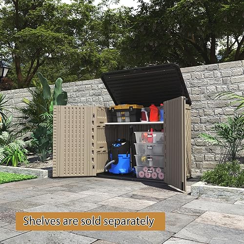 Miniatura 5 de HOMSPARK Cobertizo de almacenamiento resistente a la intemperie, gabinete de almacenamiento multiusos al aire libre para patios traseros y patios,