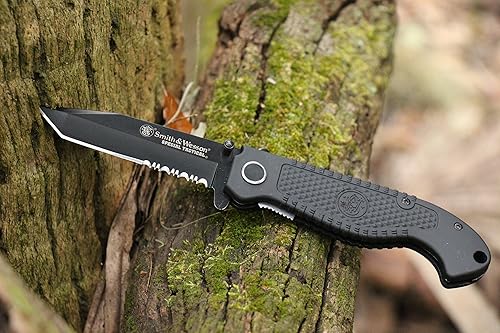 Miniatura 2 de Smith & Wesson Special Tactical CKTACBS 8.1 in alto carbono SS cuchillo plegable con una cuchilla de 3.5 in serrado Tanto y mango ABS para