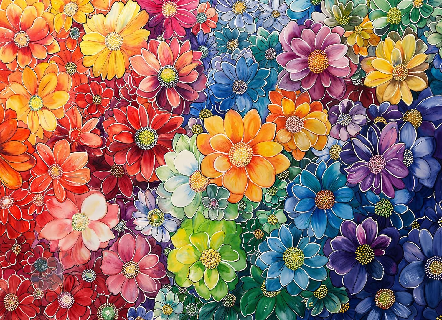 Lucky Puzzles - Petal Palette - 1000 Piece Jigsaw Puzzle for Adults | Beautiful Floral Artwork Puzzle | Perfect Brain Teaser for Adults | Eco-Friendly Materials | Great Gift for Puzzle Lovers