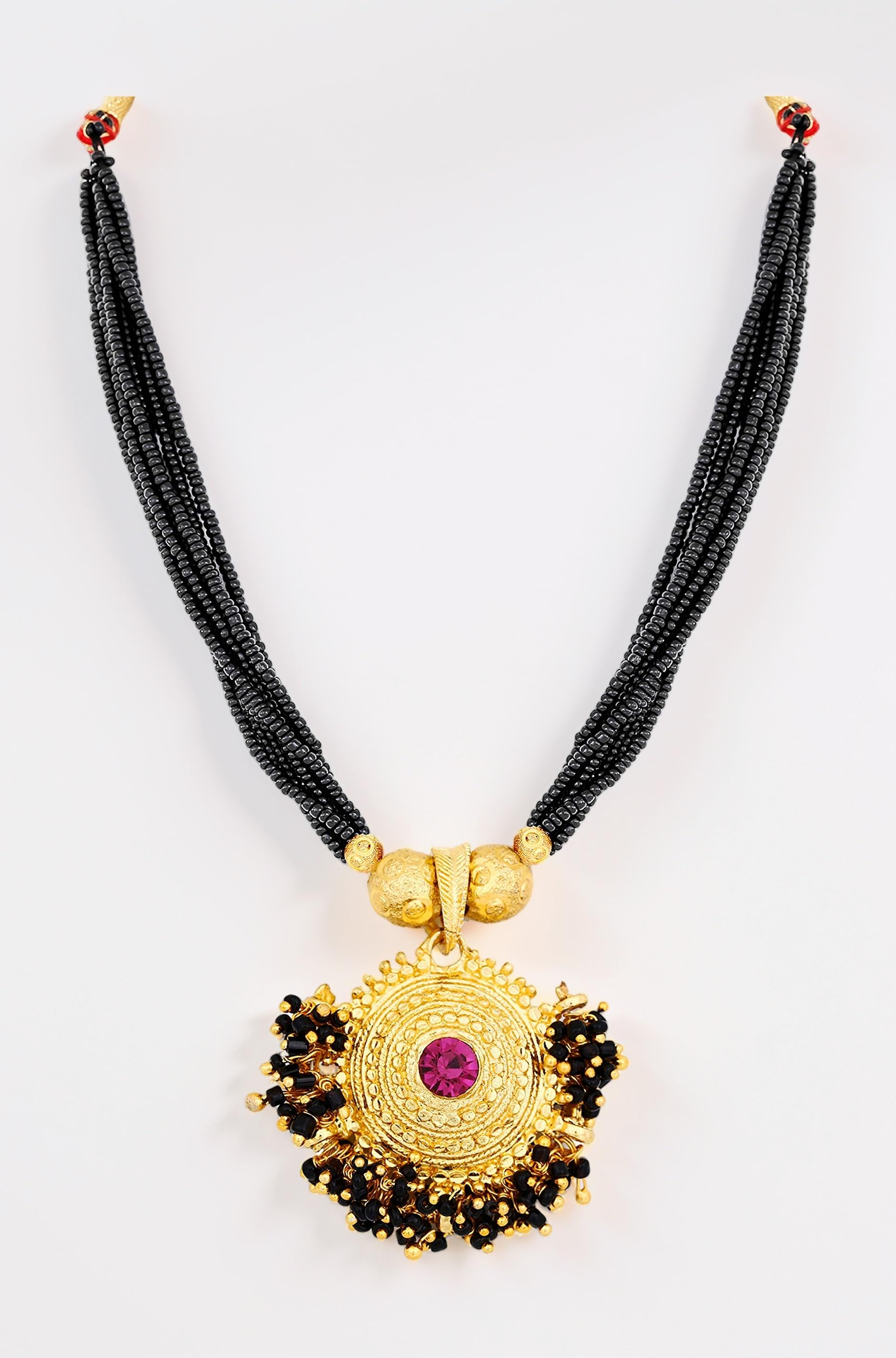 - Traditional South indian Temple 1 Gram Gold 18KT Maharashtrian tanmani Wedding Copper Brass Moti Pearl Beads marathi Tushi Mangal sutra Tanmaniya Mani Mala Thushi Mangalsutra Necklace Pendant Locket Choker Sets Jewellery Set for Women Girls Ladies -THUSHI-116