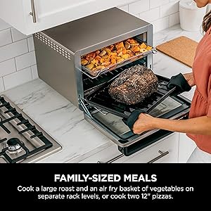 Ninja Air Fryer & Toaster Oven | Foodi Series, XL Pro Air Oven Kitchen Countertop Convection | 10-in-1 Functions | Fits a 5-lb Chicken & Sheet Pan of Vegetables | 1800 Watts | Stainless Steel | DT201