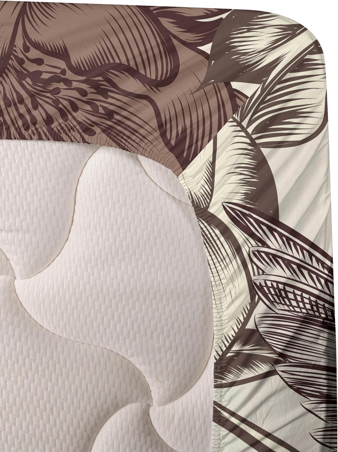 Ambesonne Hummingbirds Sheet Set, Pattern with Birds and Flowers Classic Style Ornamental Design Floral Print, Fitted and Flat Sheet with Pillowcases Bedding Accent 4 Piece Set, Queen, Ivory Brown