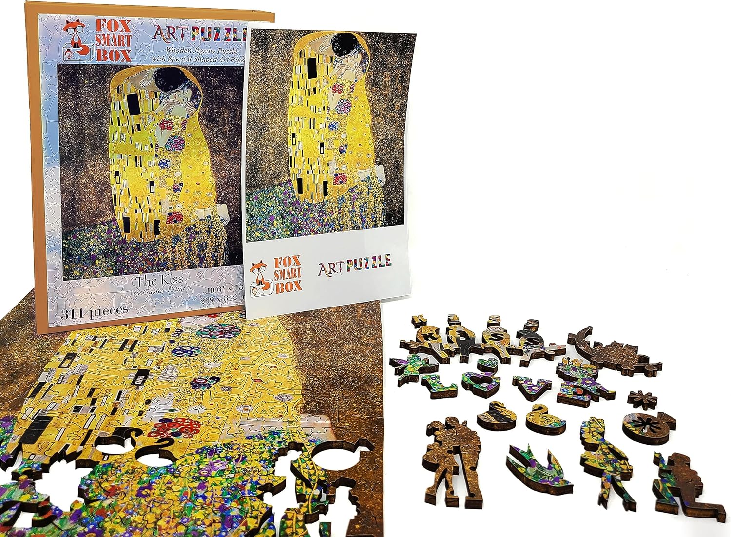 Wooden Puzzlе for Adults - Uniquely Shaped Pieces - Made in The USA by FoxSmartBox - 311 Pieces - The Kiss