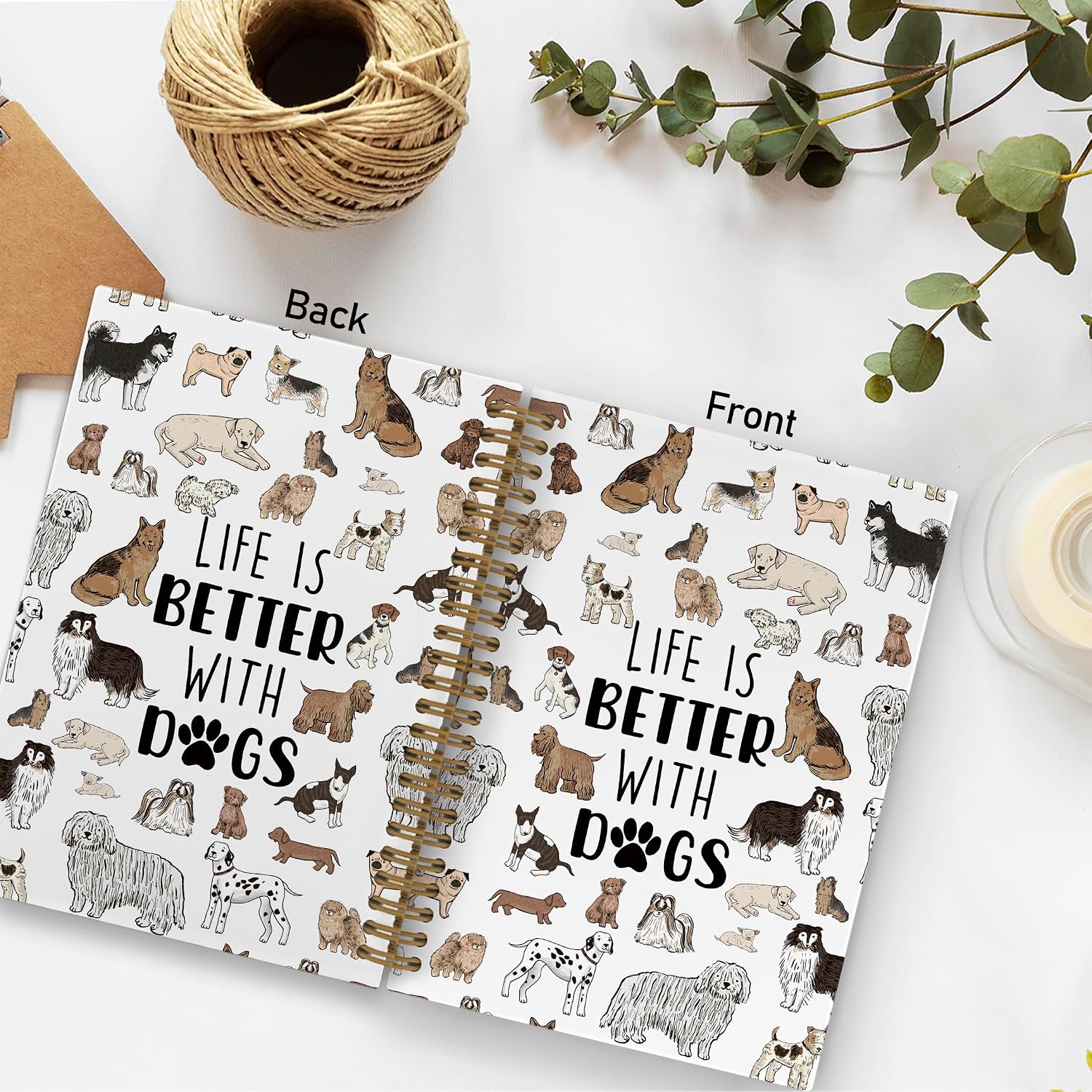 Dog Animal Spiral Notebook, Dog Journal Notebook, Dog Lover Gifts, Cute Dog Notebooks for School Work, Life Is Better with Dogs Office Supplies Gifts for Dog Owners Women Men, 5.5x8.3 Inch image 3