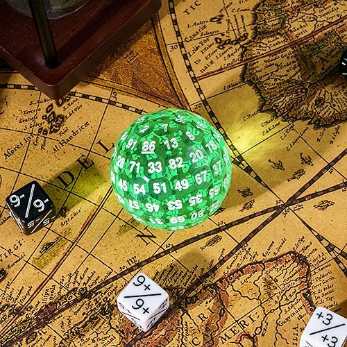 Miniatura 5 de Dados D100 mejorados, dados poliédricos individuales de 100 caras D100 D100 de 1.776 pulgadas, dados de juego D&D D100, cubo de 100 lados con bolsa