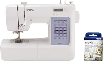 Brother CS5055 Computerized Sewing Machine, 60 Built-in Stitches, LCD Display, 7 Feet and SA5FTPKG 5 Foot Embellishment Pack Included