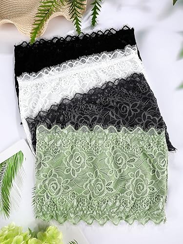 Miniatura 6 de Sujetador bandeau de encaje para mujer, 4 piezas, bralette sin tirantes, sin costuras, top de tubo corto